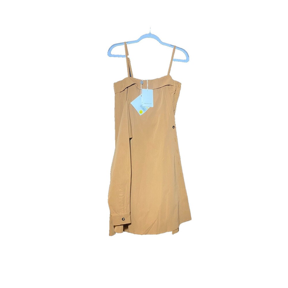 Front Row Shop Women's Tan Side Button Midi Dress Size 40 NWT